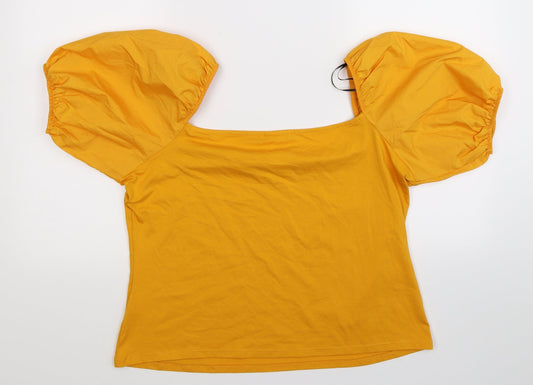 Womens UK Size XL H&M Yellow Basic T-Shirt