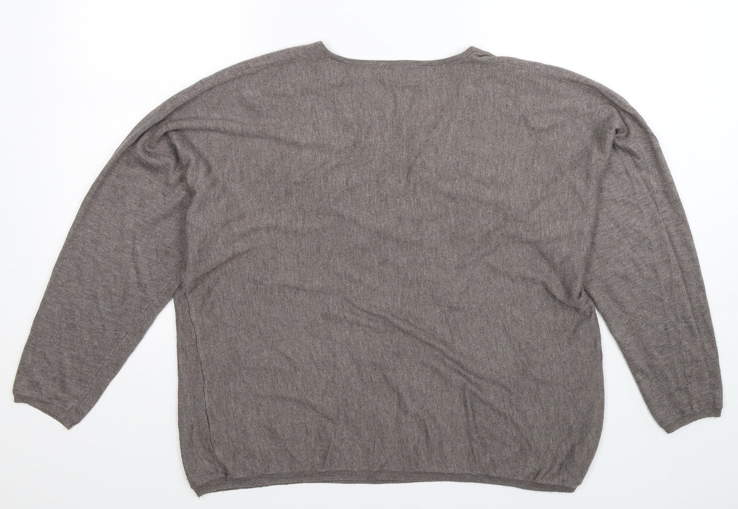 Version Feminin Womens Grey  Knit Pullover Jumper Size 2XL
