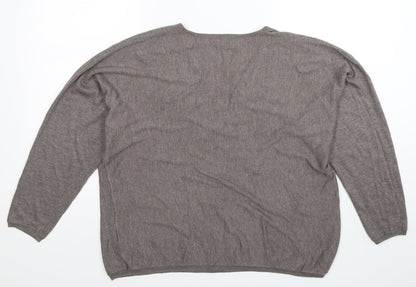 Version Feminin Womens Grey  Knit Pullover Jumper Size 2XL