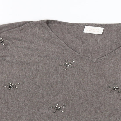 Version Feminin Womens Grey  Knit Pullover Jumper Size 2XL