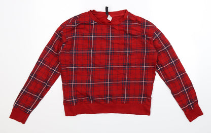 Divided Womens Red Check  Pullover Sweatshirt Size XS