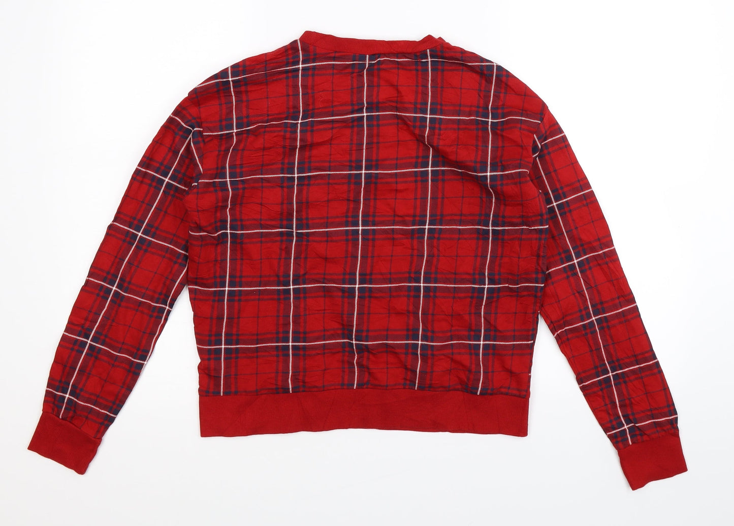 Divided Womens Red Check  Pullover Sweatshirt Size XS