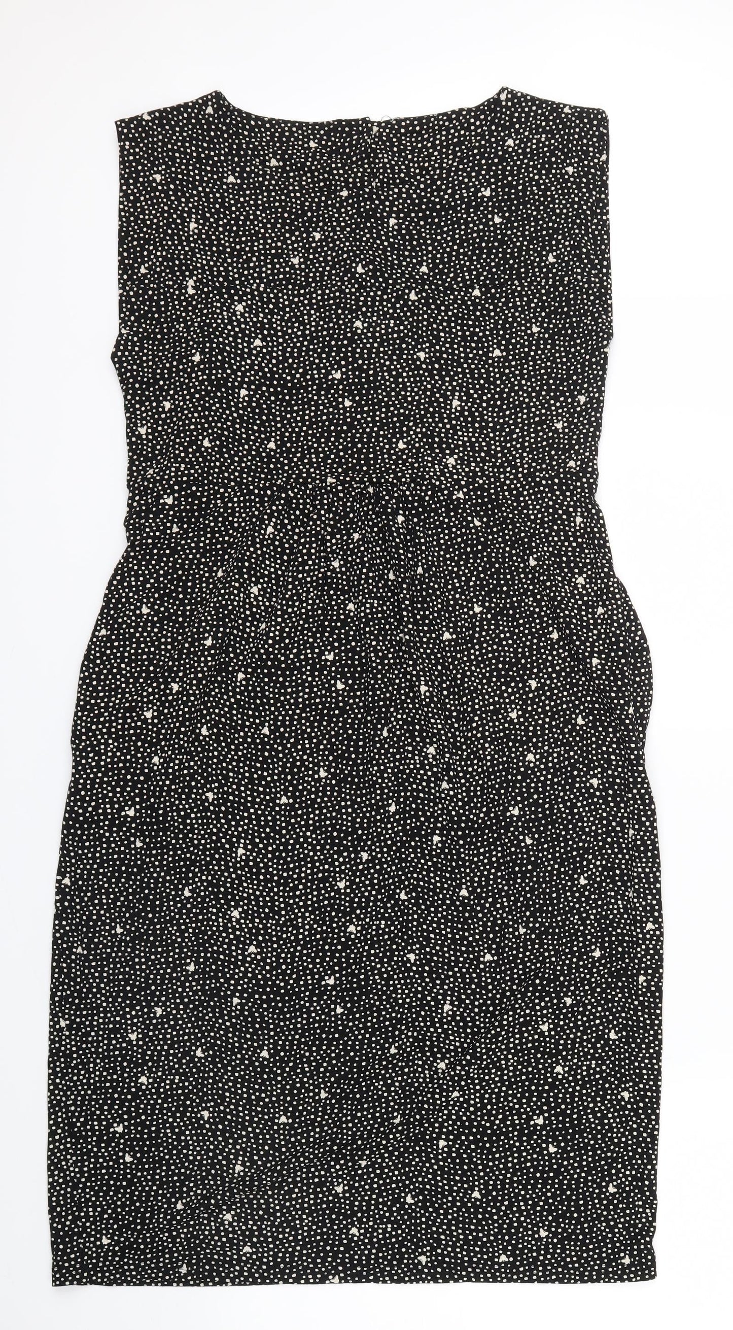 Preworn Womens Black Polka Dot  Shirt Dress  Size 12