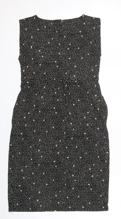 Preworn Womens Black Polka Dot  Shirt Dress  Size 12