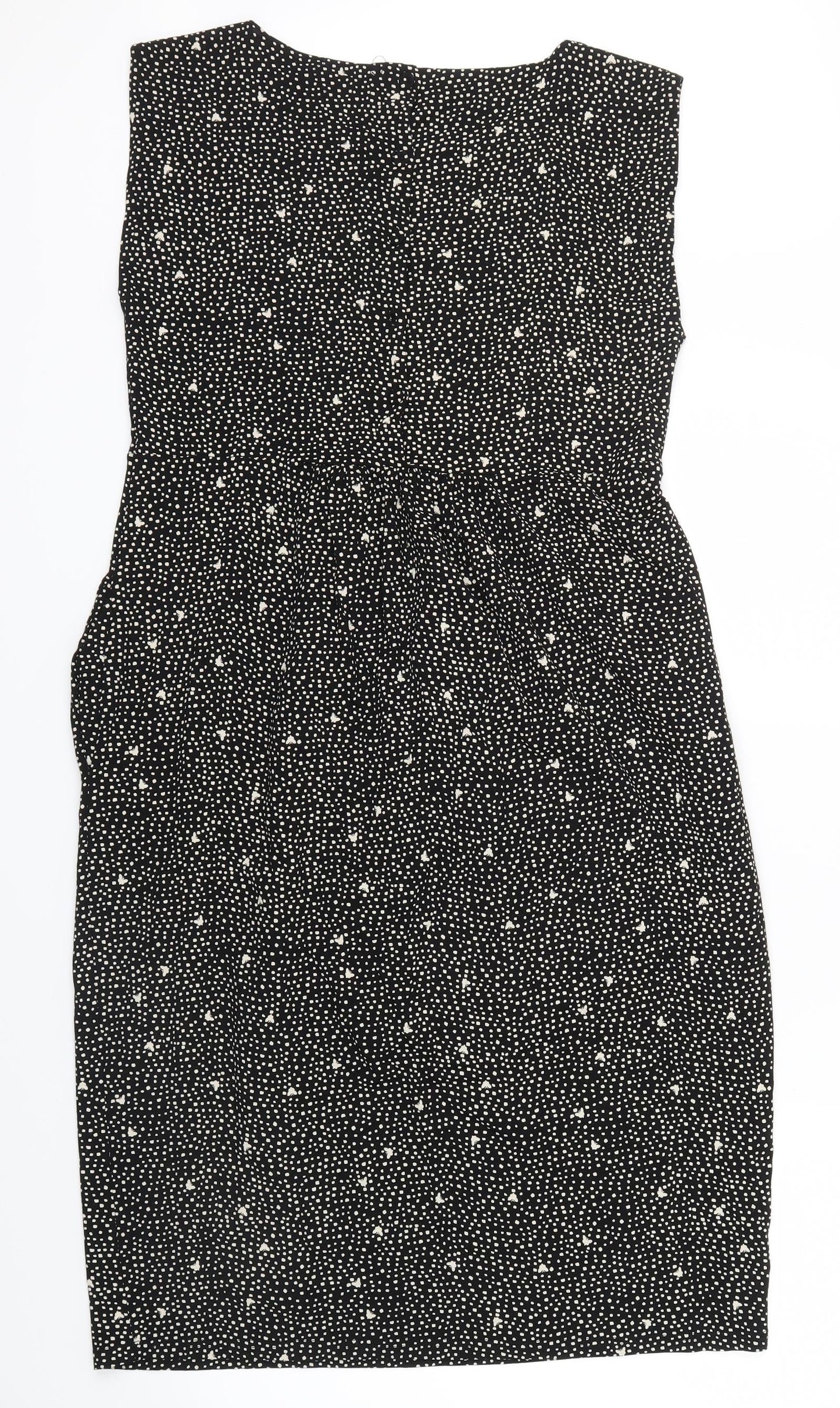 Preworn Womens Black Polka Dot  Shirt Dress  Size 12
