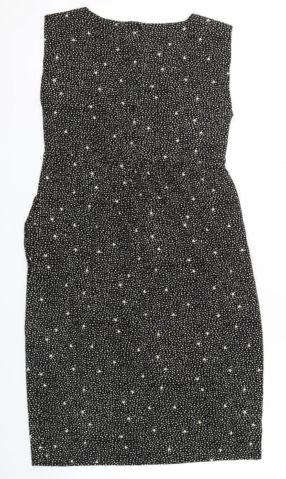 Preworn Womens Black Polka Dot  Shirt Dress  Size 12