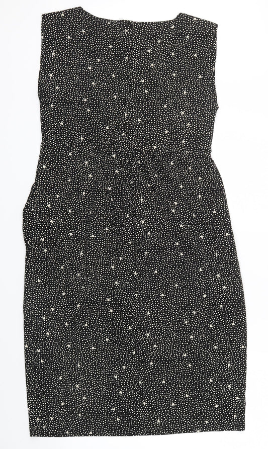 Preworn Womens Black Polka Dot  Shirt Dress  Size 12