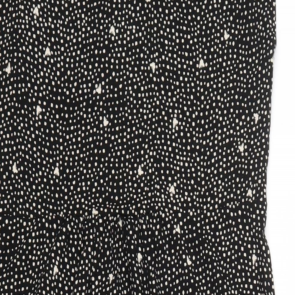 Preworn Womens Black Polka Dot  Shirt Dress  Size 12