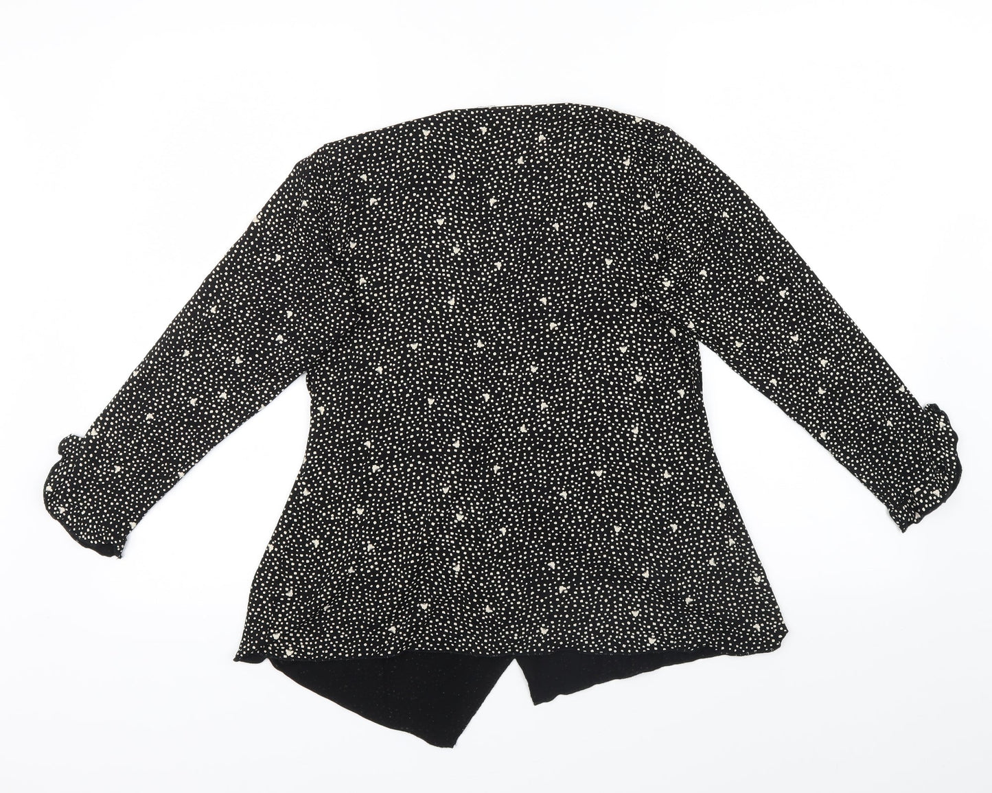Preworn Womens Black Geometric  Wrap Jumper Size 12  - Frill detail