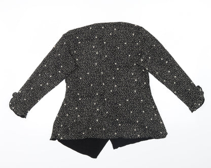 Preworn Womens Black Geometric  Wrap Jumper Size 12  - Frill detail
