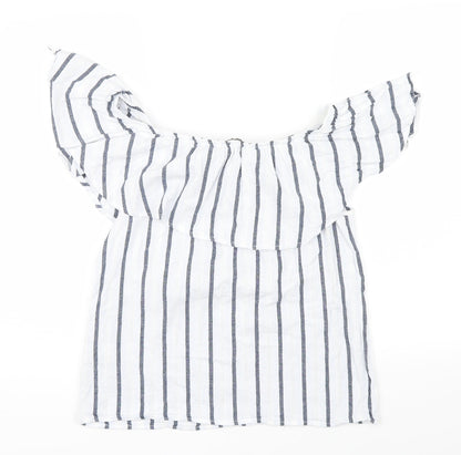 BELOVED Womens Blue Striped  Basic Blouse Size 38