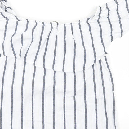 BELOVED Womens Blue Striped  Basic Blouse Size 38