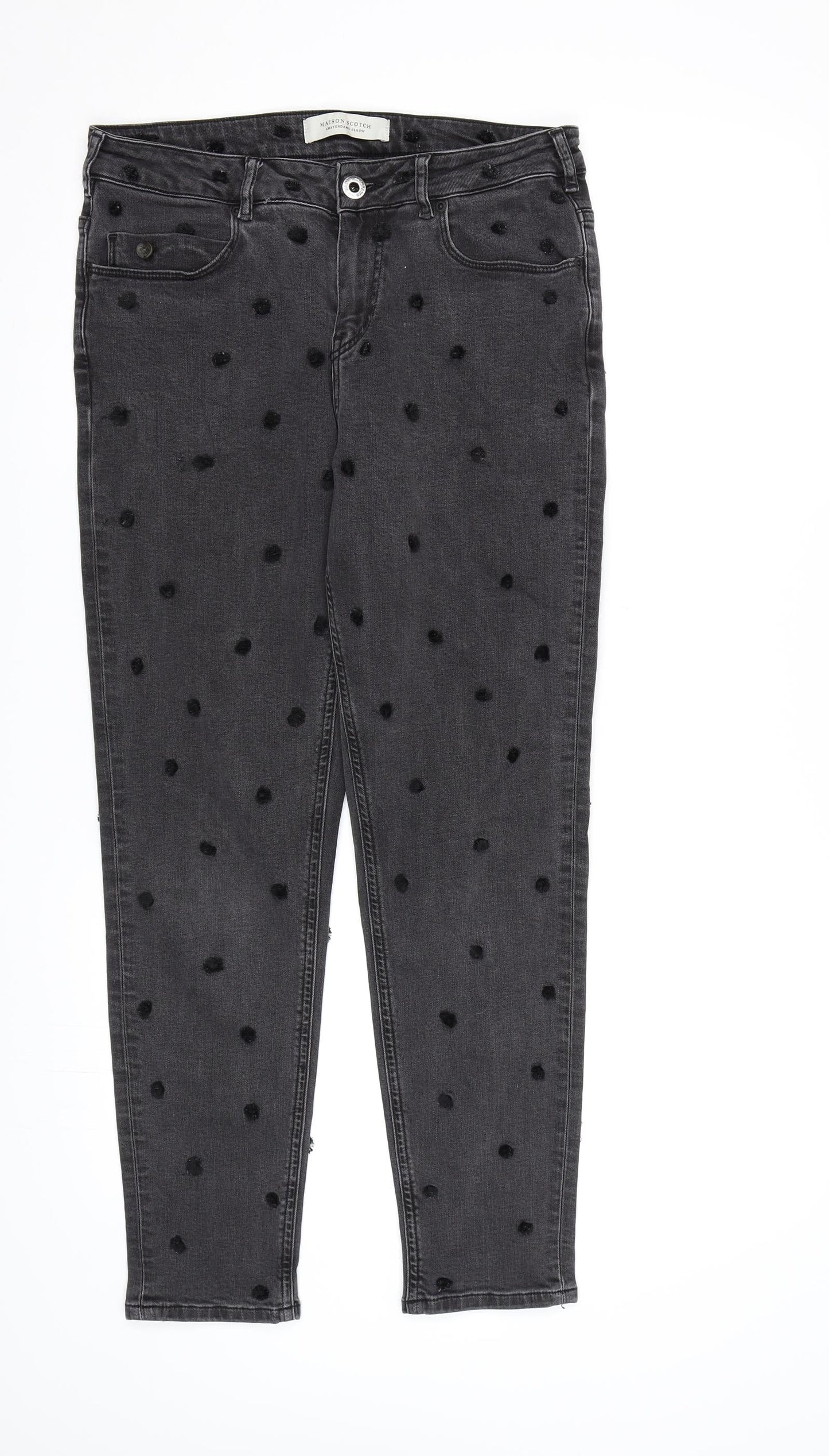 Womens UK Size  Maison Scotch Regular Fit Skinny Black Jeans