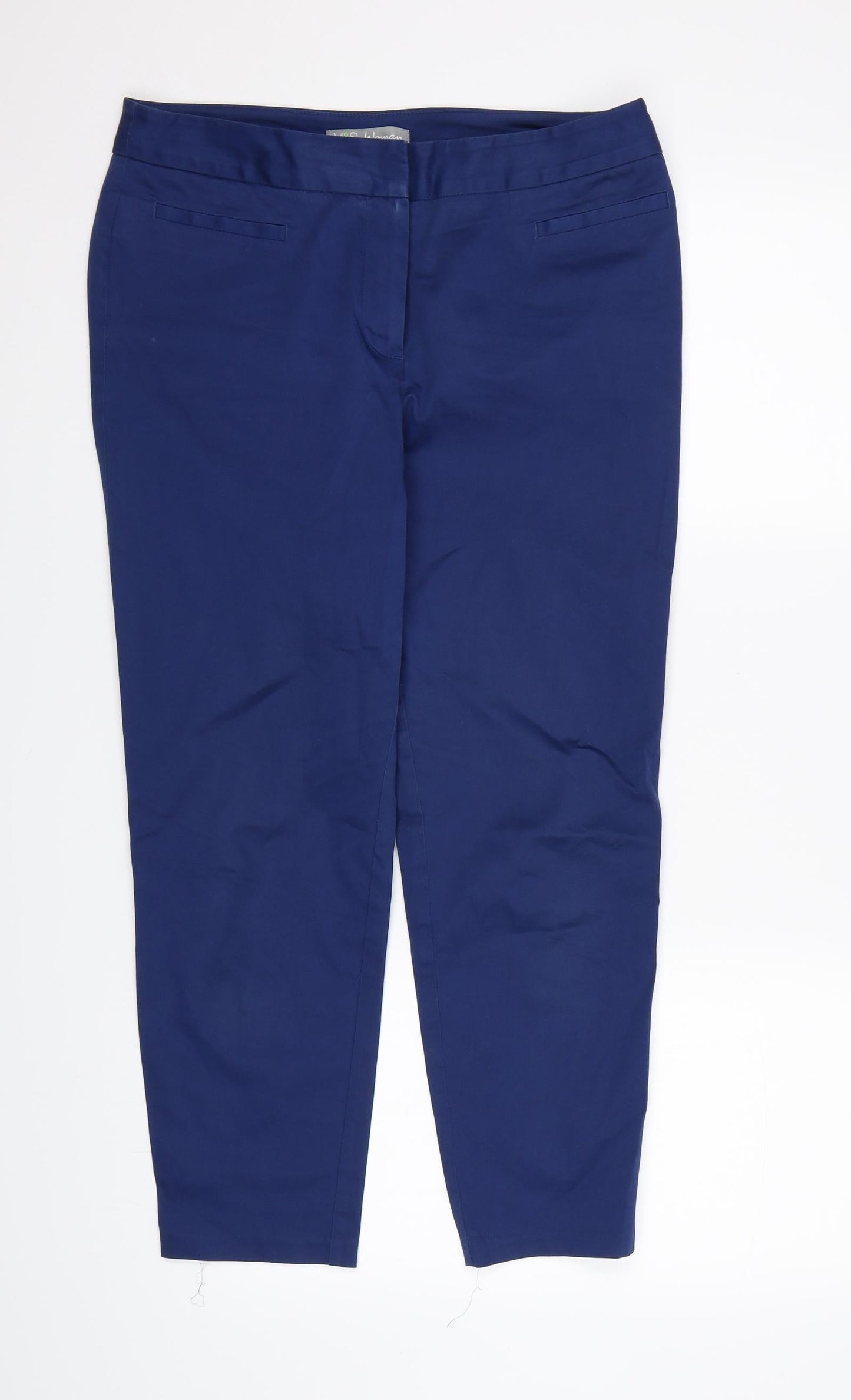 Marks and Spencer Womens Blue  Rayon Cropped Trousers Size 10 L24 in