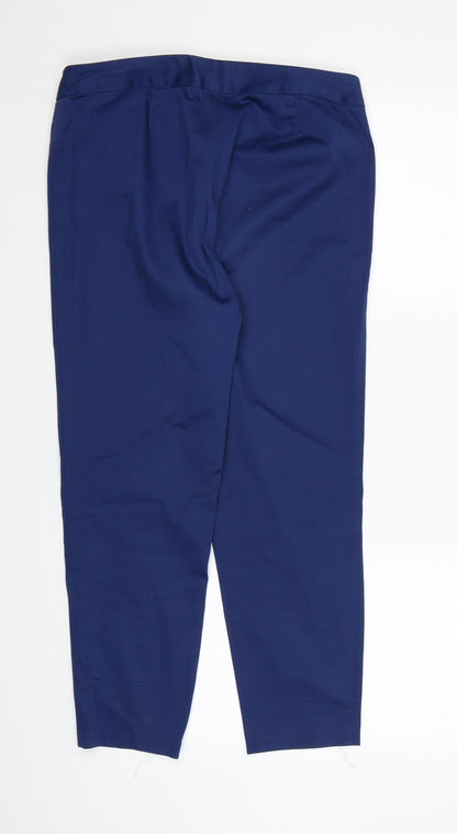 Marks and Spencer Womens Blue  Rayon Cropped Trousers Size 10 L24 in