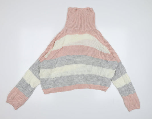 Quiz Womens Pink Striped Knit Pullover Jumper Size L