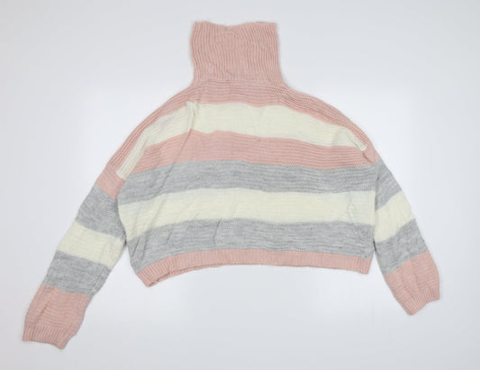 Quiz Womens Pink Striped Knit Pullover Jumper Size L
