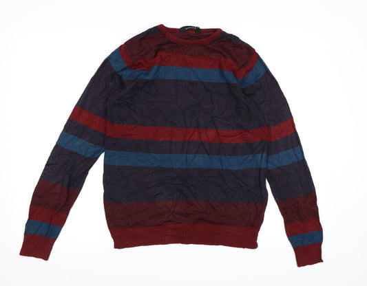 Cedar Wood State Mens Multicoloured Striped Knit Pullover Jumper Size S
