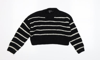 New Look Girls Beige Striped Knit Pullover Jumper Size 9 Years