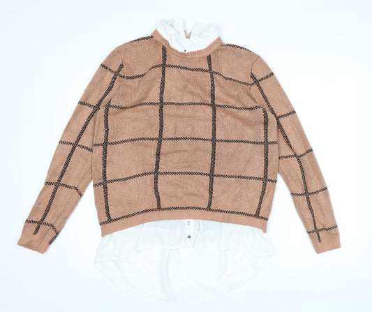 Atmosphere Womens Pink Check Knit Pullover Jumper Size 14