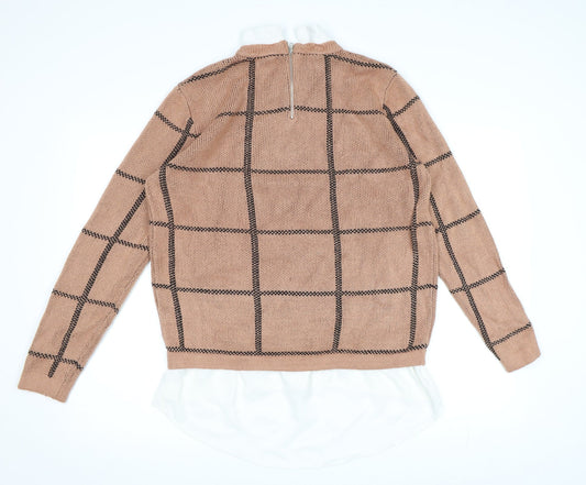 Atmosphere Womens Pink Check Knit Pullover Jumper Size 14