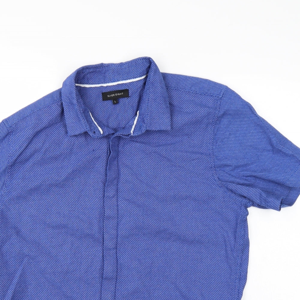 Silver Eight Mens Blue    Button-Up Size L