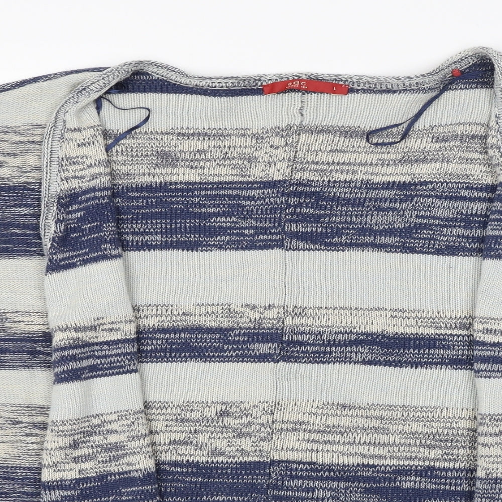 EDC Womens Blue Striped Knit Cardigan Jumper Size L