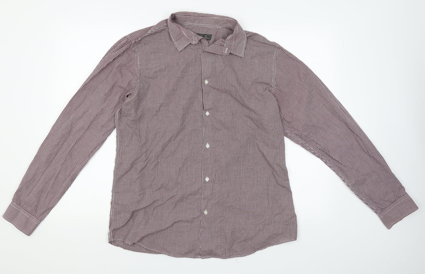 Primark Mens Red Check   Button-Up Size 16.5  - Gingham