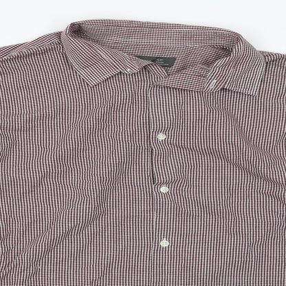 Primark Mens Red Check   Button-Up Size 16.5  - Gingham