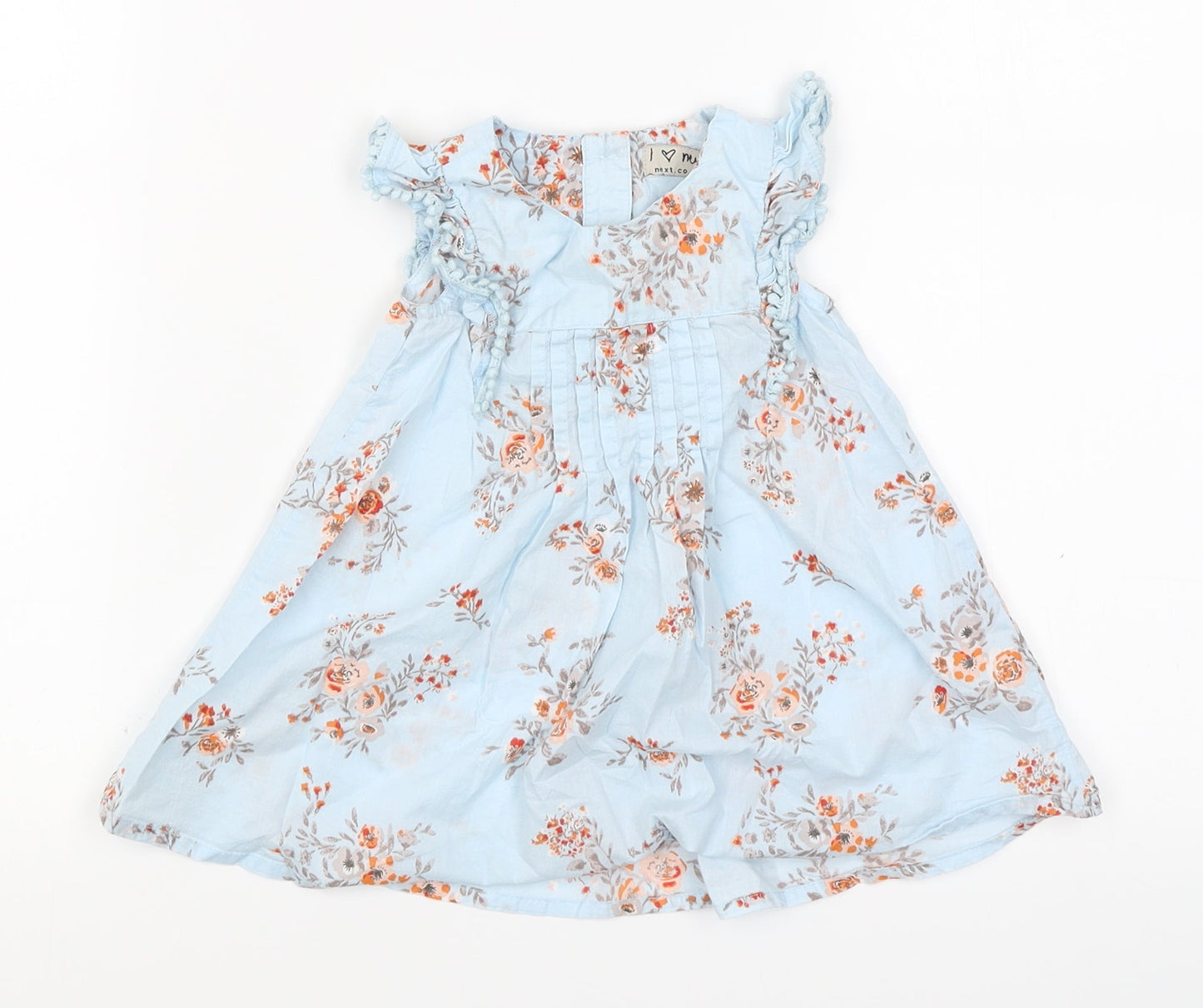 NEXT Girls Blue Floral  A-Line  Size 3-6 Months  - pleated front