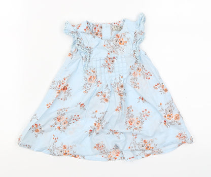 NEXT Girls Blue Floral  A-Line  Size 3-6 Months  - pleated front