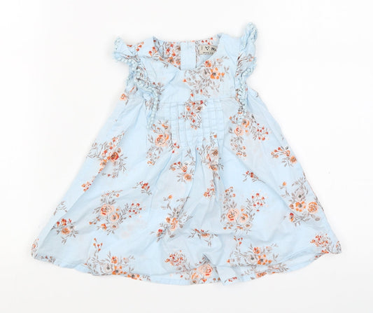 NEXT Girls Blue Floral  A-Line  Size 3-6 Months  - pleated front