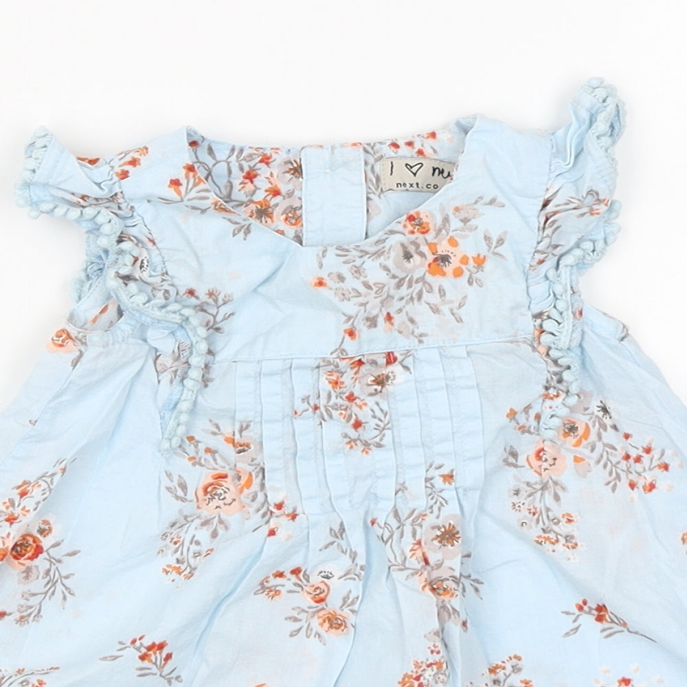 NEXT Girls Blue Floral  A-Line  Size 3-6 Months  - pleated front