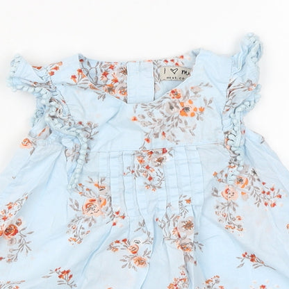 NEXT Girls Blue Floral  A-Line  Size 3-6 Months  - pleated front