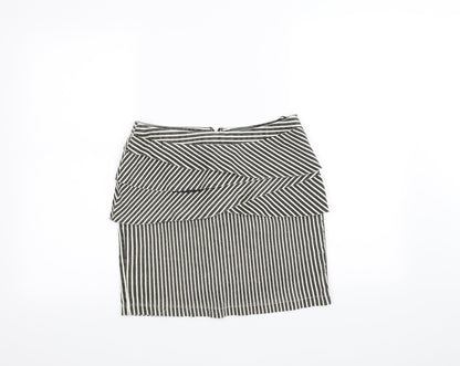 Apricot Womens White Striped  A-Line Skirt Size S