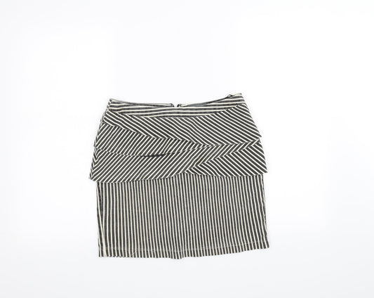 Apricot Womens White Striped  A-Line Skirt Size S