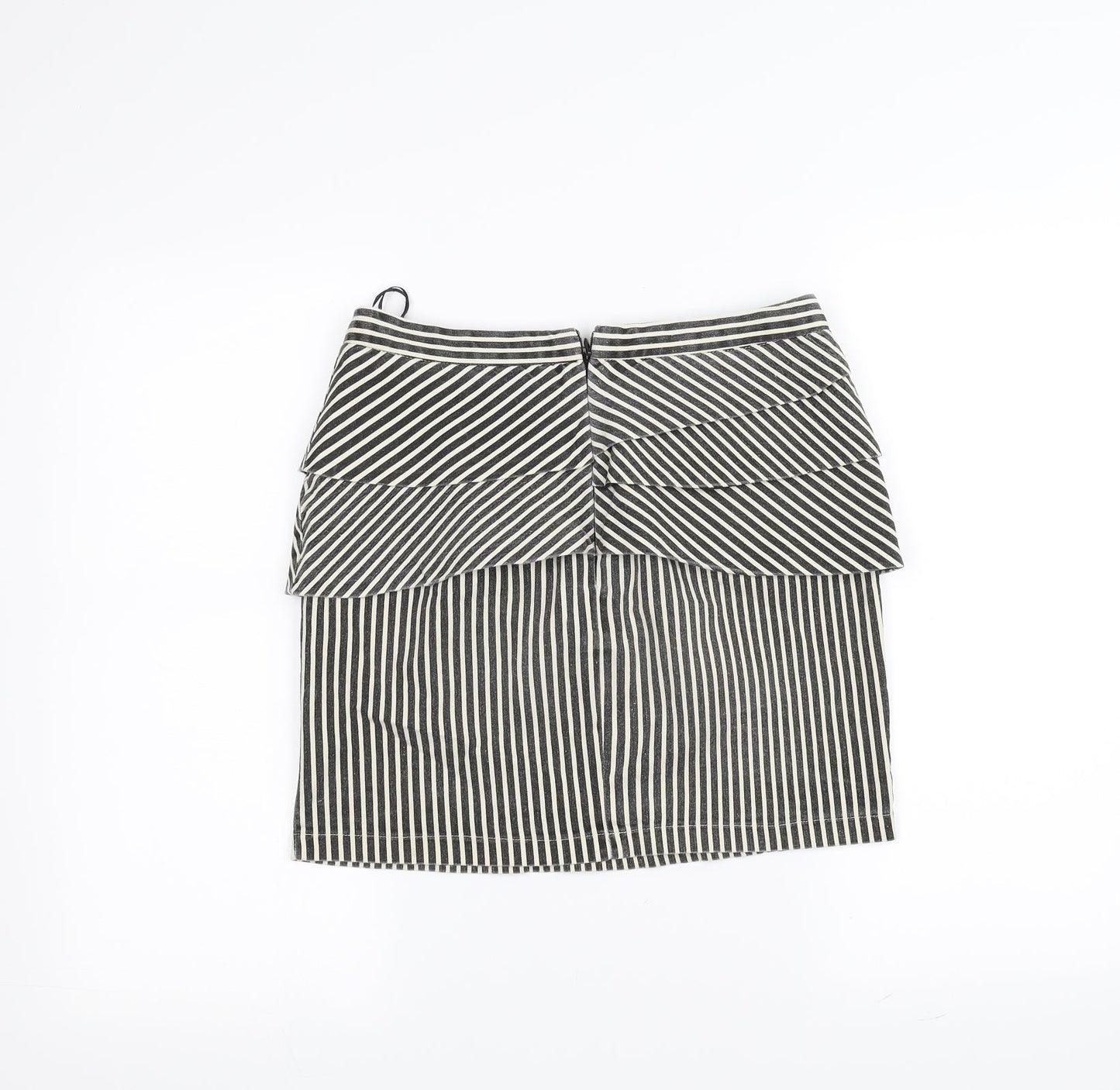 Apricot Womens White Striped  A-Line Skirt Size S