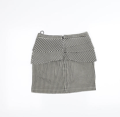 Apricot Womens White Striped  A-Line Skirt Size S