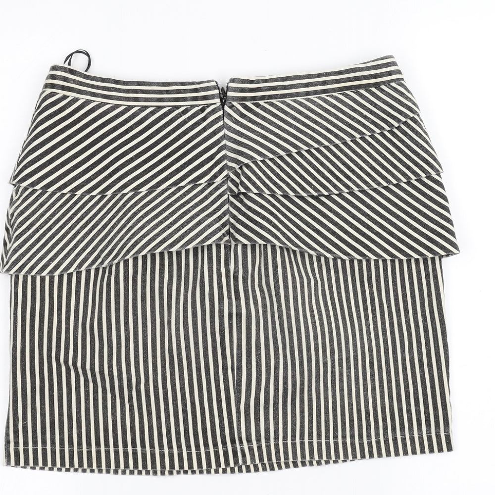 Apricot Womens White Striped  A-Line Skirt Size S