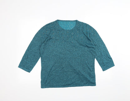 Womens UK Size 12 Preworn Blue Basic T-Shirt