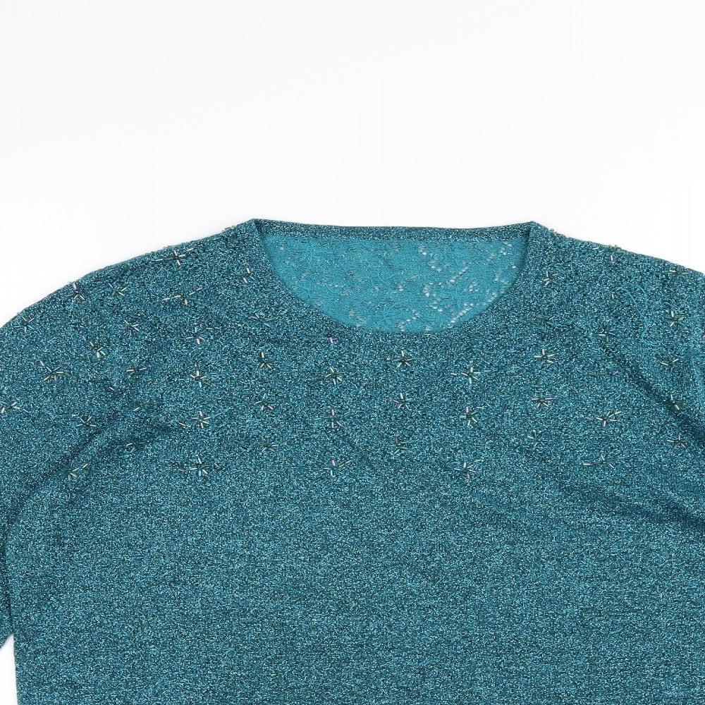 Womens UK Size 12 Preworn Blue Basic T-Shirt
