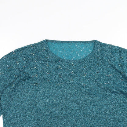 Womens UK Size 12 Preworn Blue Basic T-Shirt