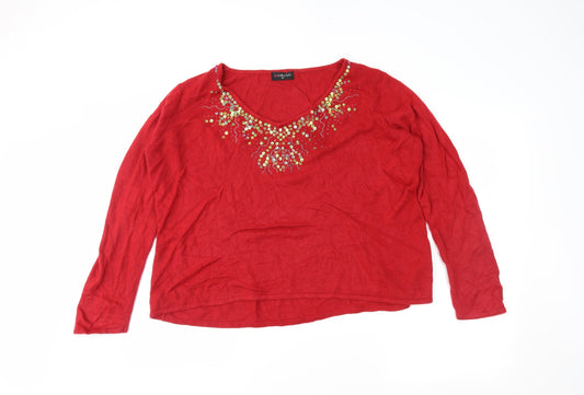 BM Womens Red   Tunic Jumper Size XL