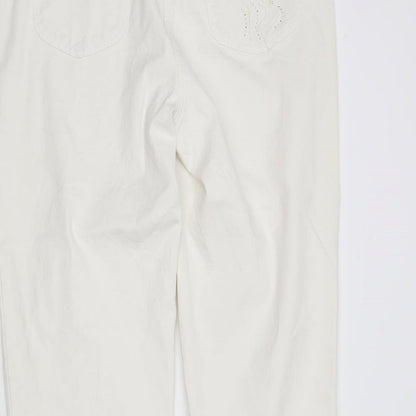 Womens UK Size 18 Preworn Regular Fit Straight Ivory Jeans
