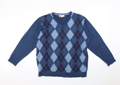 EWM Mens Blue Plaid  Pullover Jumper Size M