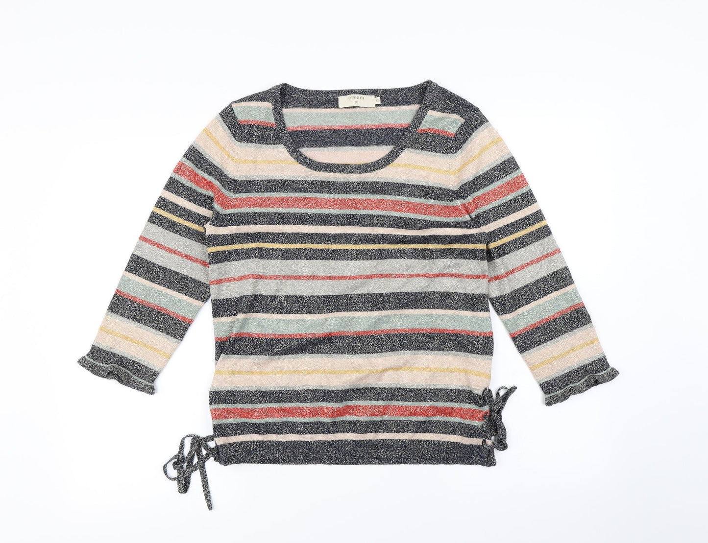 Cream Womens Multicoloured Striped  Pullover Jumper Size M