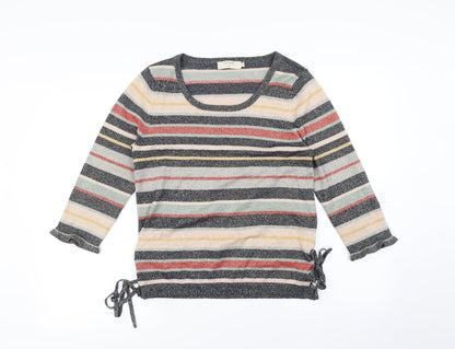 Cream Womens Multicoloured Striped  Pullover Jumper Size M