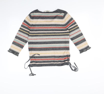 Cream Womens Multicoloured Striped  Pullover Jumper Size M
