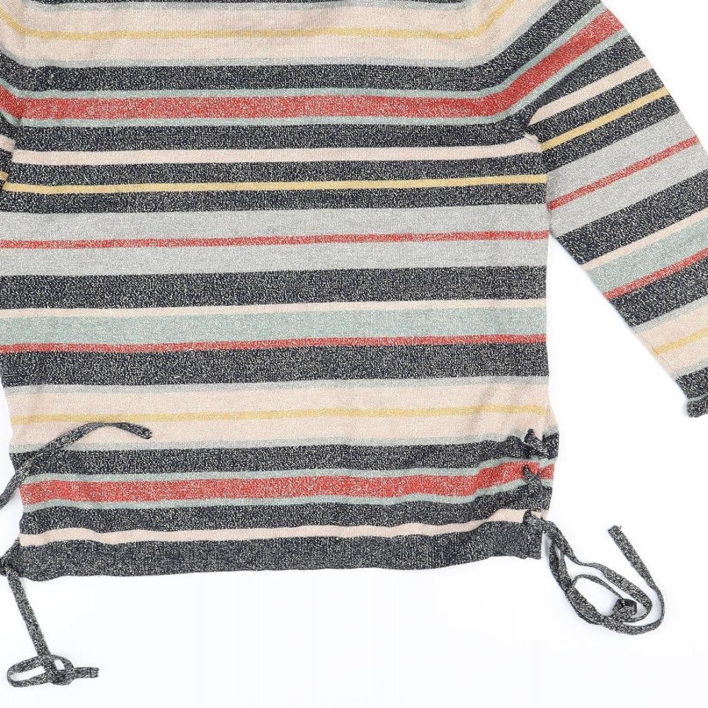 Cream Womens Multicoloured Striped  Pullover Jumper Size M