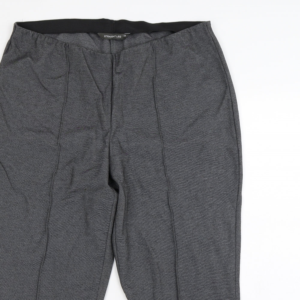 Womens UK Size 16 Preworn Regular Fit Dress Pants Grey Trousers